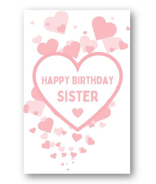 Second Ave Sister Pink Hearts Love Cute Happy Birthday Card Greetings Card For Her