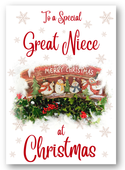 Second Ave Great Niece Christmas Red Holly Snowman Xmas Holiday Festive Greetings Card