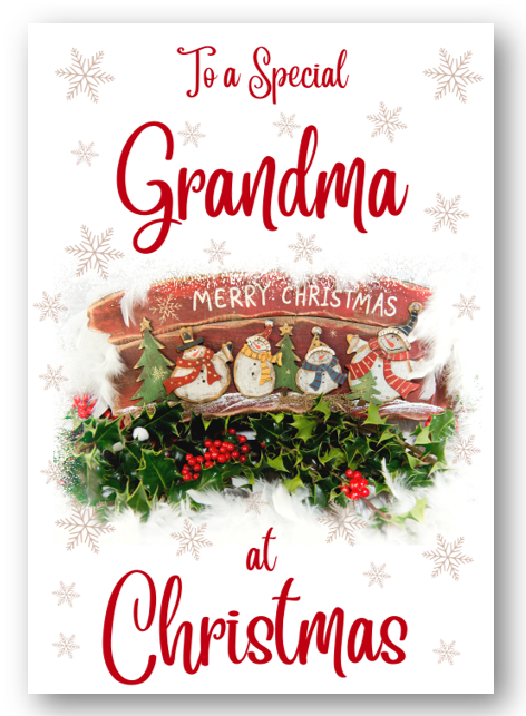 Second Ave Grandma Christmas Red Holly Snowman Xmas Holiday Festive Greetings Card