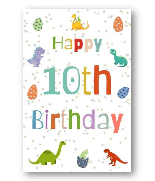 Second Ave 10th Birthday Age 10 Dinosaur Children's Kids Happy Birthday Card Greetings Card For Boys or Girls