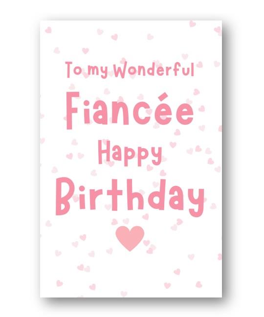 Second Ave Fiancee Pink Hearts Cute Happy Birthday Card Greetings Card For Her