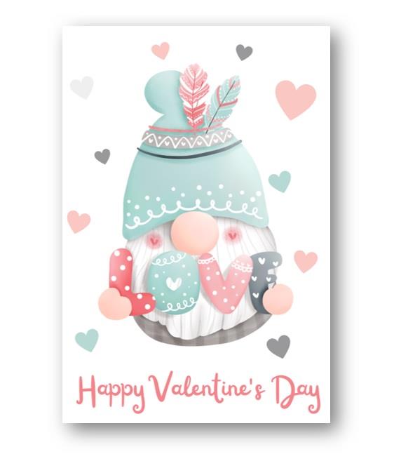 Second Ave Heart Love Gonk Valentine Card For Him/Her Cute Romantic Valentine's Day