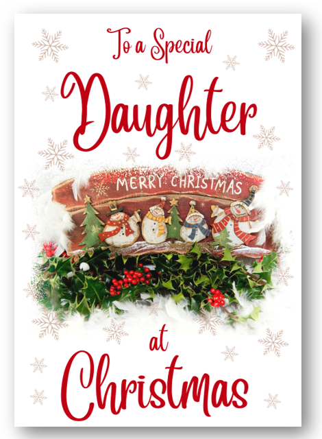 Second Ave Daughter Christmas Red Holly Snowman Xmas Holiday Festive Greetings Card