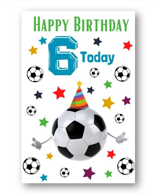 Second Ave 6th Birthday Age 6 Football Children's Kids Happy Birthday Card Greetings Card