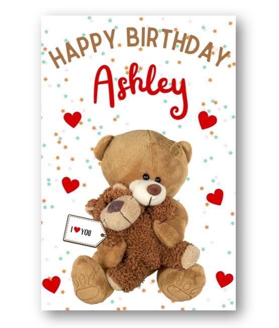 Second Ave Personalised I Love You Bear Cute Happy Birthday Card Greetings Card