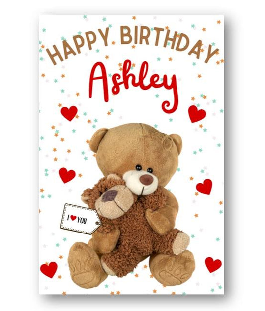 Second Ave Personalised I Love You Bear Cute Happy Birthday Card Greetings Card