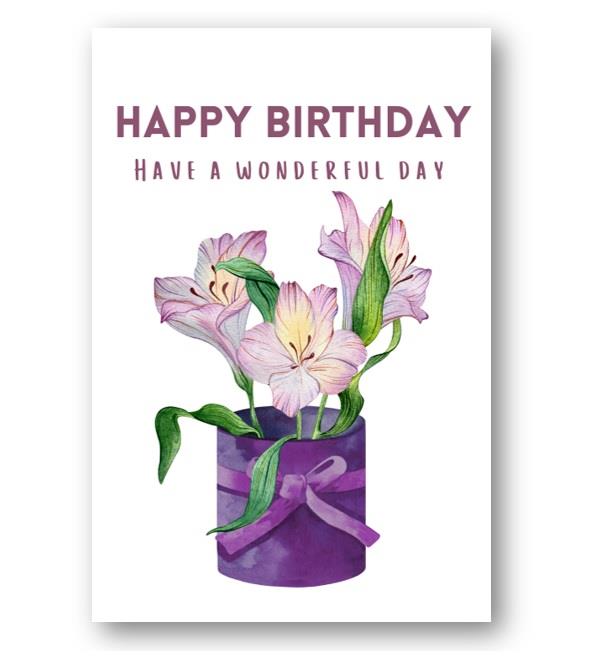 Second Ave Purple Flower Watering Can Happy Birthday Card Greetings Card For Her Female Friend