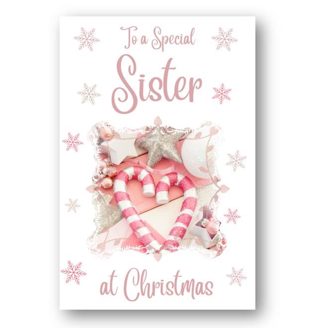 Second Ave Sister Christmas Pink Heart Xmas Holiday Festive Greetings Card