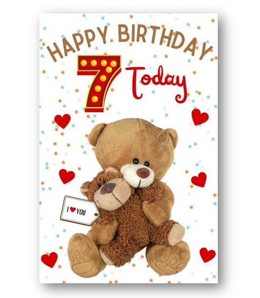 Second Ave 7th Birthday Age 7 I Love You Bear Cute Happy Birthday Card Greetings Card