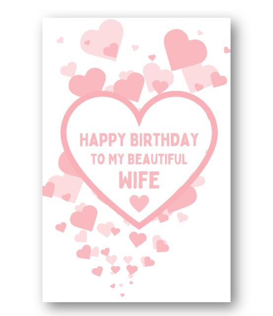 Second Ave Wife Pink Hearts Love Cute Happy Birthday Card Greetings Card For Her