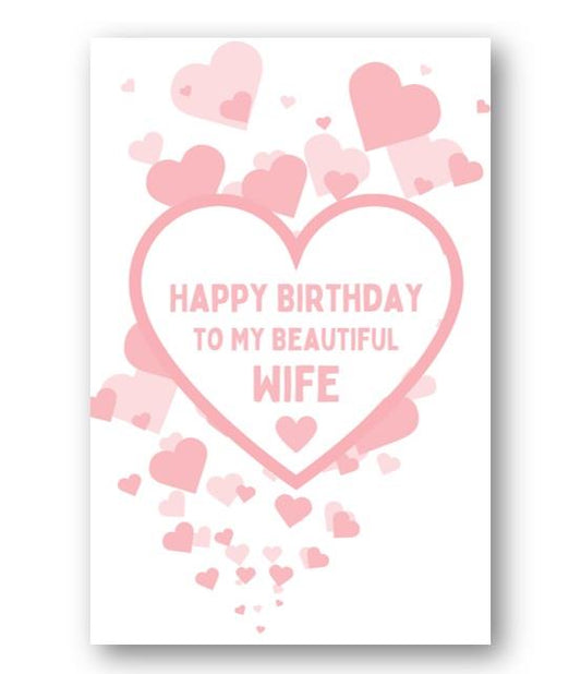 Second Ave Wife Pink Hearts Love Cute Happy Birthday Card Greetings Card For Her