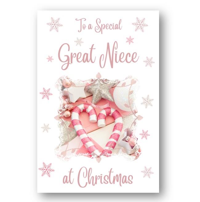 Second Ave Great Niece Christmas Pink Heart Xmas Holiday Festive Greetings Card