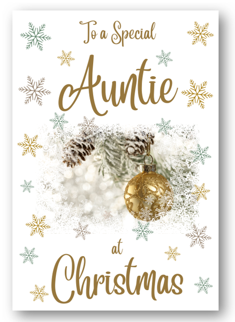 Second Ave Auntie Christmas Gold Bauble Xmas Holiday Festive Greetings Card
