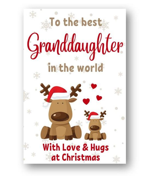 Second Ave Best Granddaughter Reindeer Children's Kids Christmas Xmas Holiday Festive Greetings Card