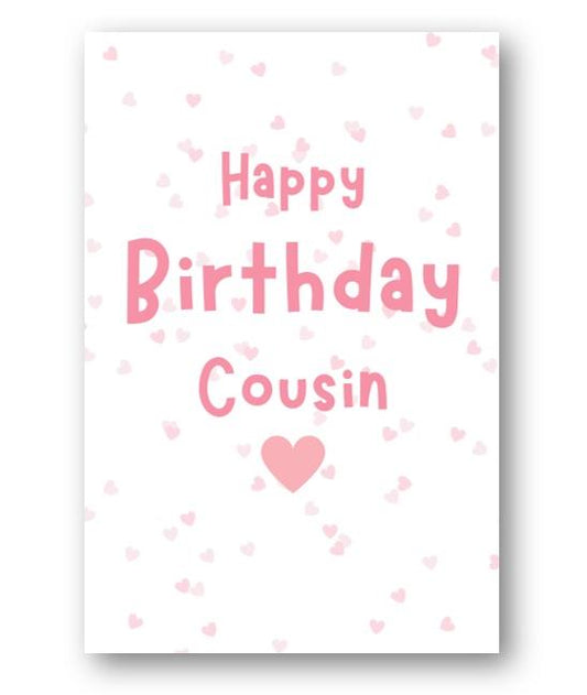 Second Ave Cousin Pink Hearts Cute Happy Birthday Card Greetings Card For Her