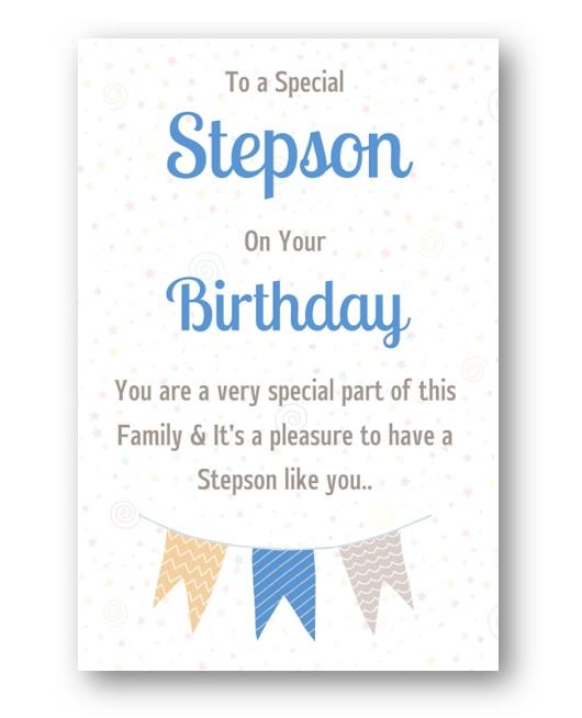 Second Ave To A Special Stepson Bunting Birthday Greetings Card