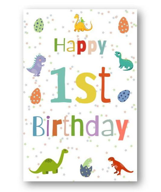 Second Ave 1st Birthday Age 1 Dinosaur Children's Kids Happy Birthday Card Greetings Card For Boys or Girls