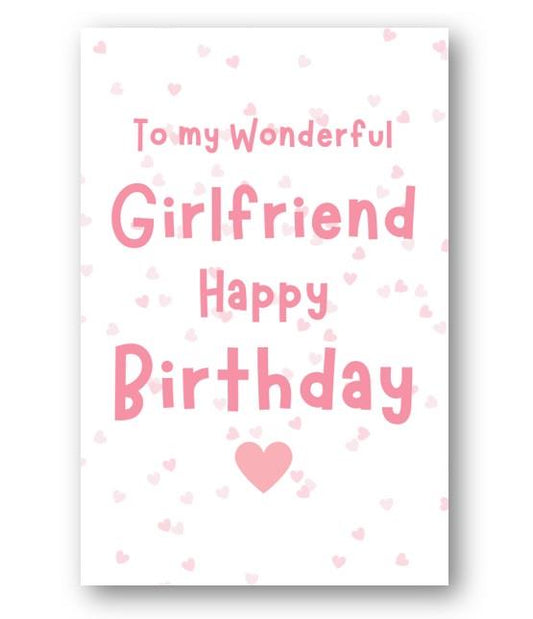 Second Ave Girlfriend Pink Hearts Cute Happy Birthday Card Greetings Card For Her