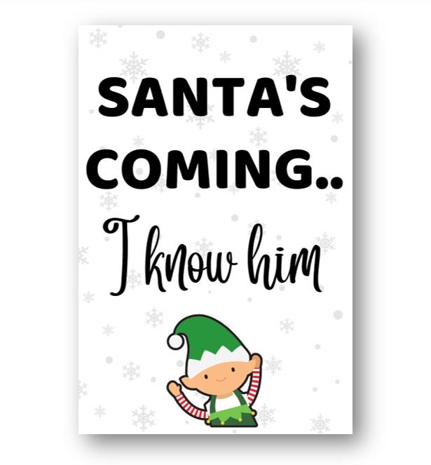 Second Ave Funny Joke Santa's Coming Elf Christmas Xmas Holiday Festive Greetings Card