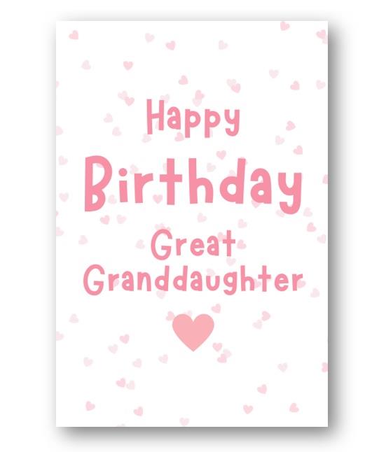Second Ave Great Granddaughter Pink Hearts Cute Happy Birthday Card Greetings Card For Her