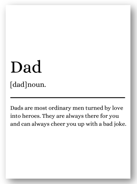 Second Ave Cute/Funny Dad Definition Birthday Father's Day Card