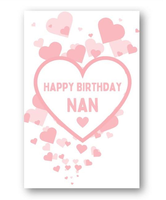 Second Ave Nan Pink Hearts Love Cute Happy Birthday Card Greetings Card For Her