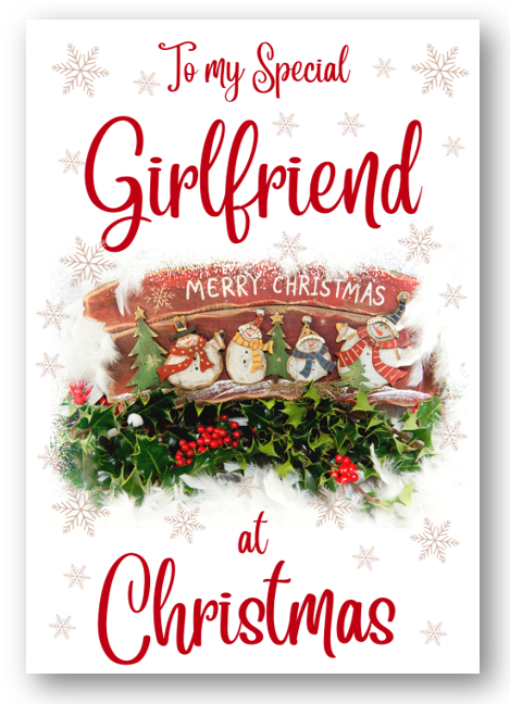 Second Ave Girlfriend Christmas Red Holly Snowman Xmas Holiday Festive Greetings Card