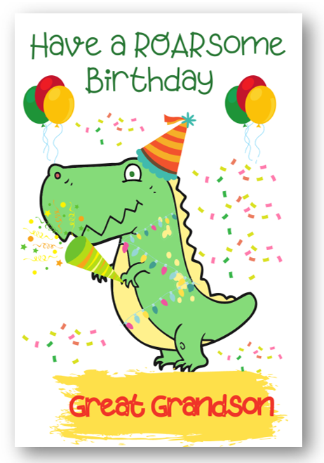 Second Ave Great Grandson Dinosaur Children's Kids Birthday Card For Him Greetings Card